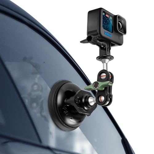 REYGEAK für GoPro Kamera-Saugnapfhalterung, mit Telefonhalterung mit 1/4 Gewinde, Windschutzscheibe Fahrzeugbefestigung, für GoPro Hero 12/11/10/9 Insta 360 DJI Osmo Action iPhone Android REYGEAK für GoPro Kamera-Saugnapfhalterung, mit Telefonhalterung mit 1/4 Gewinde, Windschutzscheibe Fahrzeugbefestigung, für GoPro Hero 12/11/10/9 Insta 360 DJI Osmo Action iPhone Android von REYGEAK