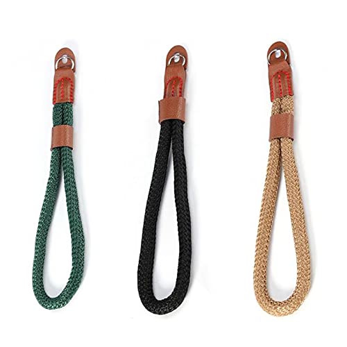 3 Stück Kamera Handschlaufe-Lens-Aid Handschlaufe-Verstellbar Trageschlaufe-Baumwoll Wrist Strap im Retro Look für Systemkamera DSLR SLR(Schwarz/Braun/Grün) von REYOK