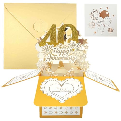 3D Pop Up Geburtstagskarte 40 Jahr Golden Geburtstag Grußkarten Set Glückwunschkarten Happy Birthday Grusskarte mit Umschlag DIY Karte Glückwünsche für Kinder Familie Freunde Geburtstagsgeschen 3D Pop Up Geburtstagskarte 40 Jahr Golden Geburtstag Grußkarten Set Glückwunschkarten Happy Birthday Grusskarte mit Umschlag DIY Karte Glückwünsche für Kinder Familie Freunde Geburtstagsgeschen von REYOK
