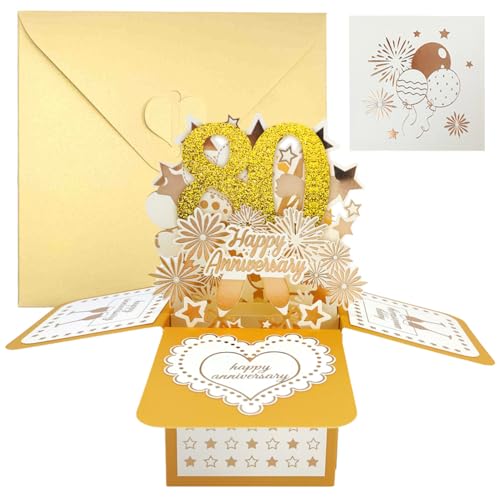 3D Pop Up Geburtstagskarte 80 Jahr Golden Geburtstag Grußkarten Set Glückwunschkarten Happy Birthday Grusskarte mit Umschlag DIY Karte Glückwünsche für Kinder Familie Freunde Geburtstagsgeschen 3D Pop Up Geburtstagskarte 80 Jahr Golden Geburtstag Grußkarten Set Glückwunschkarten Happy Birthday Grusskarte mit Umschlag DIY Karte Glückwünsche für Kinder Familie Freunde Geburtstagsgeschen von REYOK