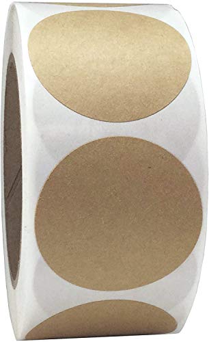 Braune, selbstklebende, runde Klebeetiketten aus natürlichem Kraftpapier, rund, 25 mm kleine runde Aufkleber, 500 Stück von REYOK