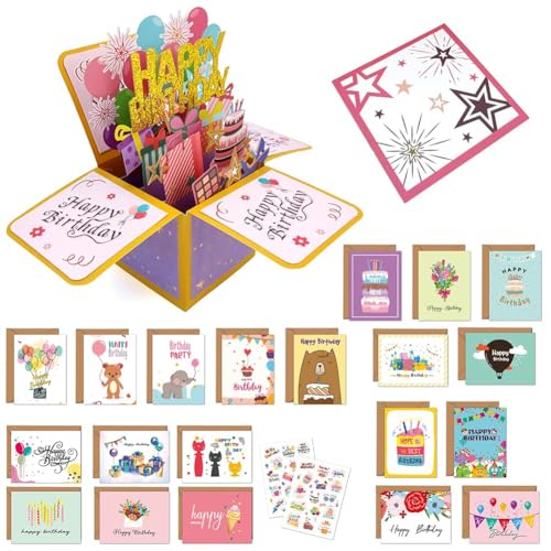 Geburtstagskarte, 21set Geburtstag Grußkarten Karte 3D Pop Up Karte Happy Birthday Pop Up Grußkarten Glückwünsche Geburtstagskarten mit Umschlag für Mama Frauen Geschenk-Karte Grußkarte Geburtstagskarte, 21set Geburtstag Grußkarten Karte 3D Pop Up Karte Happy Birthday Pop Up Grußkarten Glückwünsche Geburtstagskarten mit Umschlag für Mama Frauen Geschenk-Karte Grußkarte von REYOK