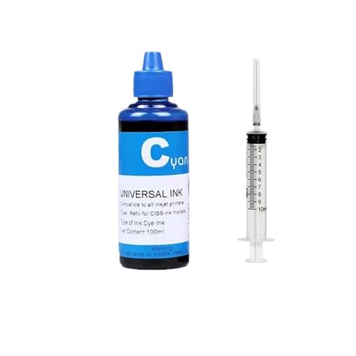 100 ml Universal Refill Ink Kit kompatibel mit Tintenstrahldruckern CISS -Patronen(1 Cyan) von REwNXA