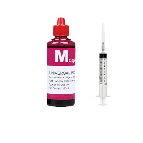100 ml Universal Refill Ink Kit kompatibel mit Tintenstrahldruckern CISS -Patronen(1 Magenta) von REwNXA