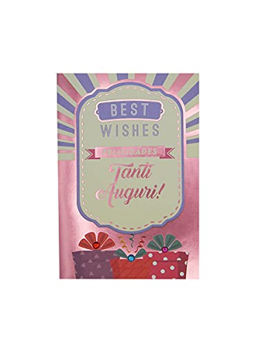 Popup-Grußkarte mit englischer Aufschrift "Tanti Auguri Best Wishes", Rosa von RF Distribution