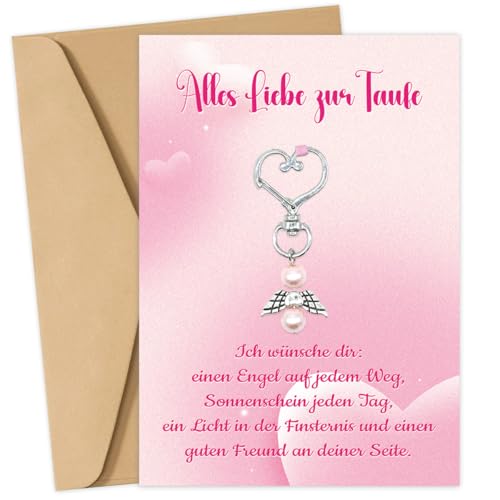 RFBEUTEL Taufgeschenke für Mädchen Karte zur Taufe Grußkarte Schutzengel Schlüsselanhänger Taufkarte Geschenk Engel Kinder von Mama Papa Taufpaten Großeltern von RFBEUTEL