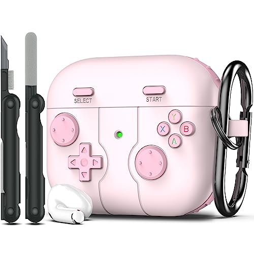 RFUNGUANGO AirPods 3. hülle Fall Abdeckung mit Schlüsselanhänger, Game Player Design für Kinder Teenager Frauen und Männer, weiche Silikonhülle für AirPods Gen 3 Charging Case,Rosa von RFUNGUANGO