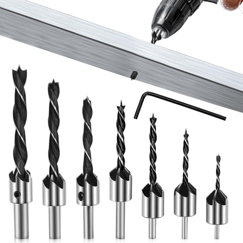 Bohrer mit Senker, 7-Teiliges Holzbohrer Set Spiralbohrer Metall mit Inbusschlüsseln Senkbohrer mit Aufstecksenker 3-10mm Kegelsenker Holz für Holzverarbeitung Bohrer mit Senker, 7-Teiliges Holzbohrer Set Spiralbohrer Metall mit Inbusschlüsseln Senkbohrer mit Aufstecksenker 3-10mm Kegelsenker Holz für Holzverarbeitung von RFYTDCF