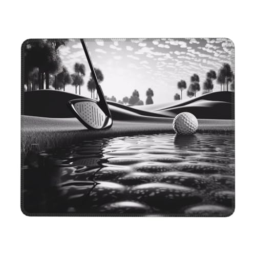 Gaming-Mauspad mit Golf-Motiv, 17,8 x 21,8 cm, Schwarz und Weiß – Laptop-Mauspad, Computer-Mauspad, Gummi-Schreibtischunterlage von RGETPNC