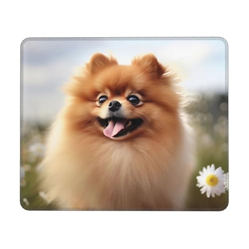 Gaming-Mauspad mit Zwergspitz-Motiv, 20 x 24 cm – Laptop-Mauspad, Computer-Mauspad, Gummi-Schreibtischunterlage von RGETPNC