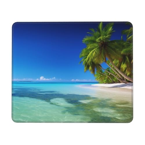 Mauspad mit Palmen und klarem Meer, bedruckt, 25,4 x 30,5 cm, Laptop-Mauspad, Computer-Mauspad, Gummi-Schreibtischunterlage von RGETPNC