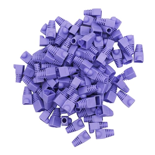 RHCXCYTJ RJ-45 Zugentlastungsstiefel, RJ45-Stecker, Kunststoff-Netzwerkkabel, 100 Stück, CAT5, CAT5E, CAT6, CAT6E, Ethernet-Netzwerkkabel, Zugentlastungsmanschetten (lila) von RHCXCYTJ