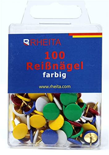 Rheita 1012-3 Reissnägel, farblich sortiert, 100 Stück in Klarsichtbox,farblich sortiert von RHEITA