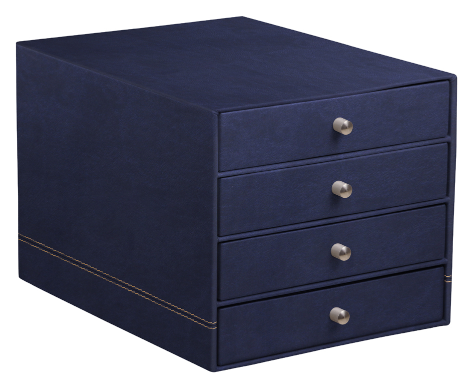RHODIA Schubladenbox, aus Kunstleder, 4 Schübe, nachtblau von RHODIA