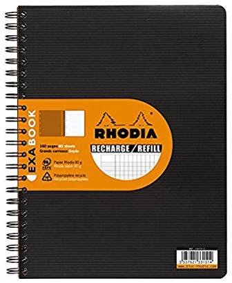 RHODIA Spiralblock für EXABOOK, A4+, kariert, schwarz von RHODIA