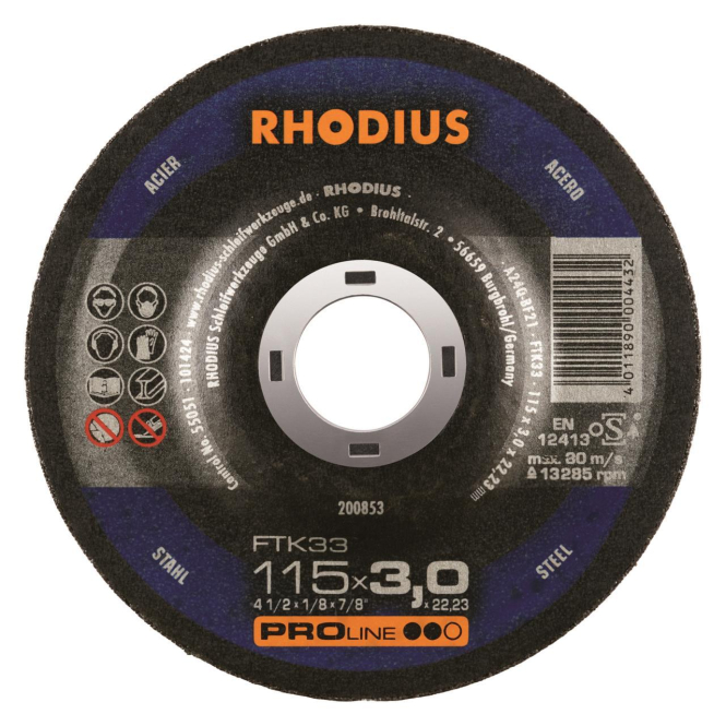 Rhodius Trennscheiben FTK 33 200853 115x3,0x22,23 Stahl Rhodius Trennscheiben FTK 33 200853 115x3,0x22,23 Stahl von RHODIUS Schleifwerkzeuge