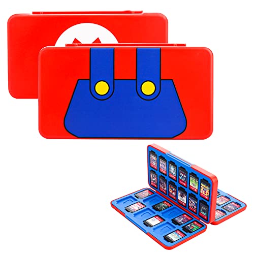 RHOTALL Game Card Case für Nintendo Switch/OLED/Lite, Storage Card Box mit 48 Spielkarten Patrone und 24 SD Karten Slots, Switch Games Holder mit Magnetdesign - für Mario Thema von RHOTALL