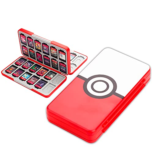 RHOTALL Game Card Case für Nintendo Switch/OLED/Lite, Storage Card Box mit 48 Spielkarten Patrone und 24 SD Karten Slots, Switch Games Holder mit Magnetdesign - für Pokemo-Thema von RHOTALL