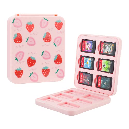 RHOTALL Game Case für Nintendo Switch/OLED, Spiel-Karten Schutzhülle für 12 Spielkarten und 12 SD Karten, Tragbarer Switch Game Card Aufbewahrungsbox mit magnetischem Design- Niedlicher Erdbeer RHOTALL Game Case für Nintendo Switch/OLED, Spiel-Karten Schutzhülle für 12 Spielkarten und 12 SD Karten, Tragbarer Switch Game Card Aufbewahrungsbox mit magnetischem Design- Niedlicher Erdbeer von RHOTALL