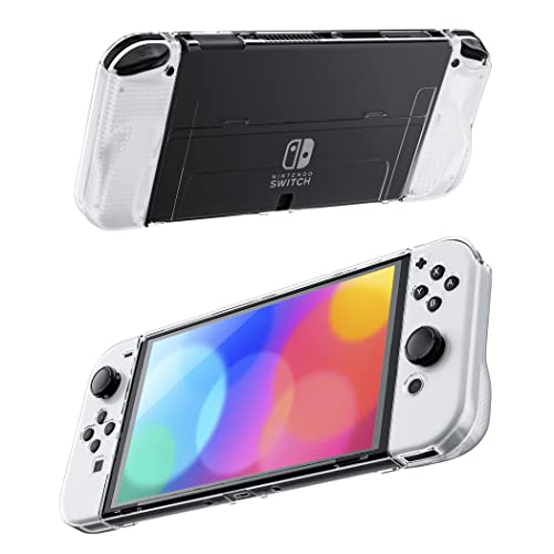 RHOTALL Klare Schutzhülle Kompatibel mit Nintendo Switch OLED, Dockable Hartschale für Switch OLED Konsole, Soft Cover mit komfortablem Griff Design für Joycon Controller von RHOTALL