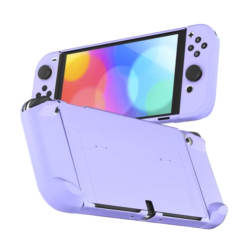 RHOTALL Schutzhülle Kompatibel mit Nintendo Switch OLED, Dockable Shell für Switch OLED Konsole und Joycon Controller, Niedliches Zubehör für Switch OLED mit komfortablem Griff Design - Lila von RHOTALL