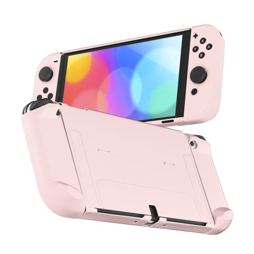 RHOTALL Schutzhülle Kompatibel mit Nintendo Switch OLED, Dockable Shell für Switch OLED Konsole und Joycon Controller, Niedliches Zubehör für Switch OLED mit komfortablem Griff Design - Rosa von RHOTALL