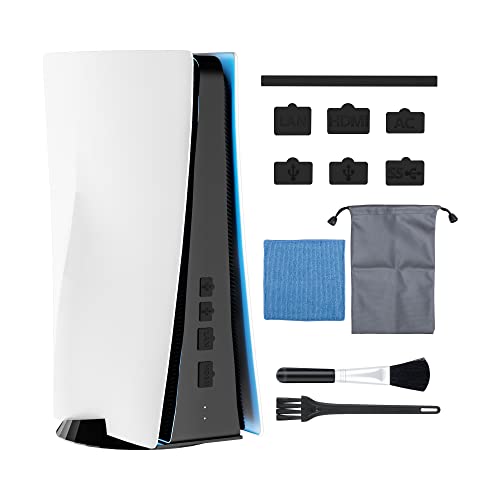 RHOTALL Staubschutzstöpsel Kit für PS5 Konsole, USB HDMI AC LAN Port Staubschutz, Silikon Staubdicht Stecker Zubehör für PS5 mit 7 Staubsteckern, 1 Tuch und 1 Zubehör-Aufbewahrungstasche,Schwarz RHOTALL Staubschutzstöpsel Kit für PS5 Konsole, USB HDMI AC LAN Port Staubschutz, Silikon Staubdicht Stecker Zubehör für PS5 mit 7 Staubsteckern, 1 Tuch und 1 Zubehör-Aufbewahrungstasche,Schwarz von RHOTALL