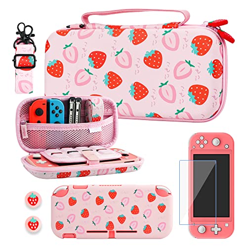 RHOTALL Tragetasche für Nintendo Switch Lite, niedliche Schutzhülle für Switch Lite mit TPU-Schutzhülle, verstellbarem Schultergurt, Displayschutzfolie und 2 Daumenkappen, Erdbeere RHOTALL Tragetasche für Nintendo Switch Lite, niedliche Schutzhülle für Switch Lite mit TPU-Schutzhülle, verstellbarem Schultergurt, Displayschutzfolie und 2 Daumenkappen, Erdbeere von RHOTALL