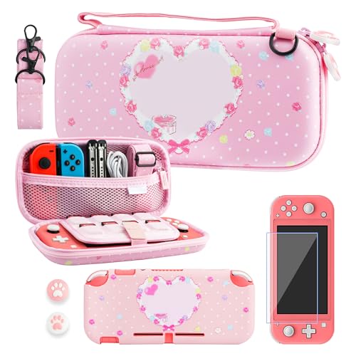 RHOTALL Tragetasche für Nintendo Switch Lite, niedliche Schutzhülle für Switch Lite mit TPU-Schutzhülle, verstellbarem Schultergurt, Displayschutzfolie und 2 Daumenkappen, rosa Hase RHOTALL Tragetasche für Nintendo Switch Lite, niedliche Schutzhülle für Switch Lite mit TPU-Schutzhülle, verstellbarem Schultergurt, Displayschutzfolie und 2 Daumenkappen, rosa Hase von RHOTALL
