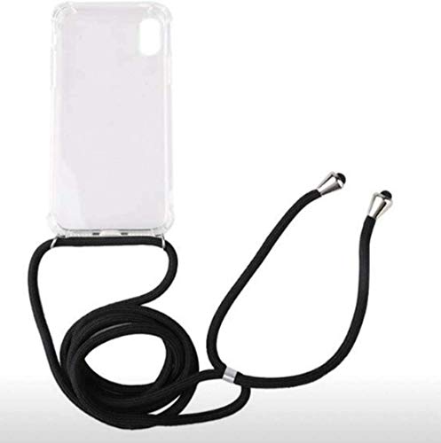 RHP Handykette Kompatibel mit Apple iPhone XR - Silikon Hülle mit Band - Handyhülle für Smartphone zum Umhängen - Transparent Case mit Schnur - Necklace Case - Schutzhülle mit Kordel in Schwarz von RHP