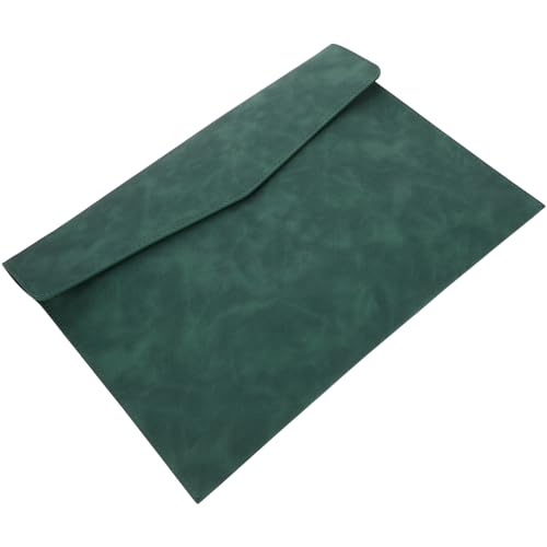 RHRYTCH PU Leder A4 Aktenordner Dokumentenhalter Kunstleder Tasche Button Akten Tasche Tragbare Dokumententasche Datei Aufbewahrungstasche für Männer Grün von RHRYTCH