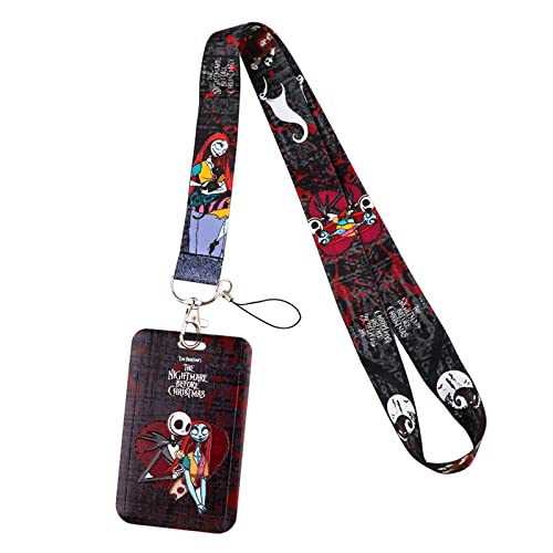 Halloween Nightmare Before Christmas Horror Lanyard Schlüsselanhänger, Anime ID Badges Lanyard, Schlüsselband für Ausweishalter, Handyhülle (1 mit Karte) von RHXWFDG