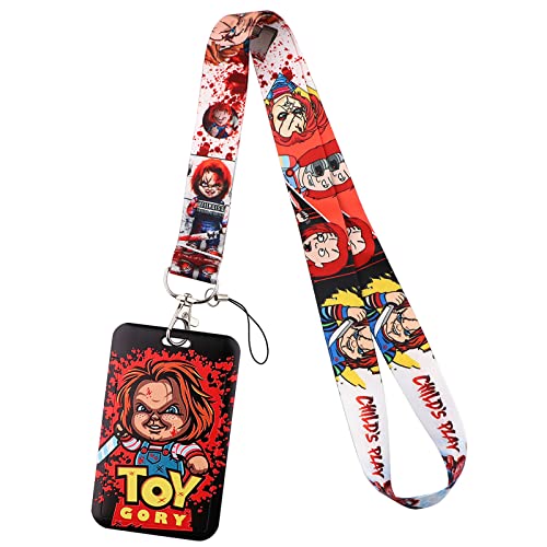 Horror Halloween Chucky Face Lanyard Keychain, Anime ID Badges Lanyard, Key Lanyard for ID Card Holder, Cell Phone Case (2) von RHXWFDG