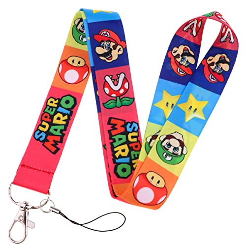 Supe Mario Lanyard Schlüsselanhänger, Anime ID Badges Lanyard, Schlüsselband für Ausweishalter, Handyhülle (1) von RHXWFDG