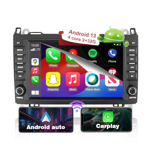 RICBAFEE 8 Zoll Autoradio für Benz A-Klasse W169 B-Klasse W245 B200 W639 Viano Sprinter, Android 13 Touchscreen-Stereo mit CarPlay Lenkradsteuerung Bluetooth GPS MirrorLink (2+32GB 4Core) von RICBAFEE