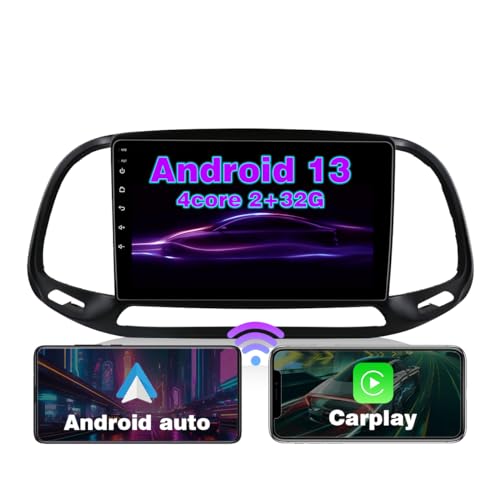 RICBAFEE Autoradio für FIAT Doblo/Yeni Kasa 2015-2019, 9 Zoll Touchscreen Autoradio Mit CarPlay Android Auto Navigation GPS WiFi FM MirrorLink Rückfahrkamera Lenkradsteuerung (2+32GB 4Core) von RICBAFEE