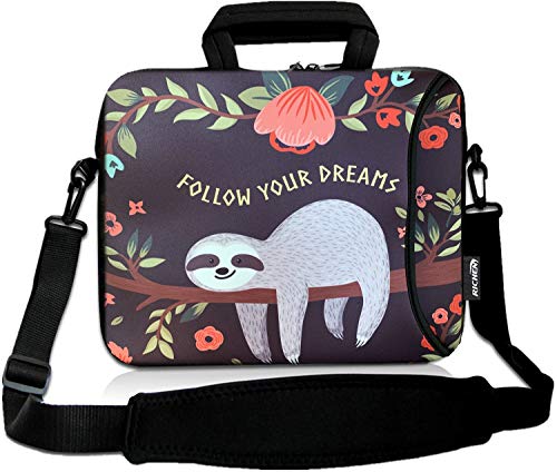 RICHEN Laptop/Chromebook/Notebook/PC, Messenger-Tasche, Neopren-Griff, mit Schultergurt, 27,9–33,8 cm, Faultier) von RICHEN