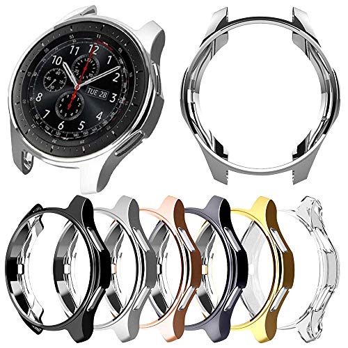 [6er-Pack] Schutzhülle kompatibel mit Samsung Galaxy Watch 46 mm und Gear S3 Frontier (Nicht für Galaxy Watch 4 Classic 46 mm), weiche TPU-beschichtete Abdeckung Bumper Smartwatch-Zubehör von RICHONE