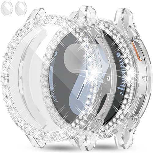 RICHONE Bling Schutzhülle kompatibel mit Samsung Galaxy Watch 7, 40 mm, Displayschutzfolie, klar, weiche TPU-Hülle, 2-reihig, Strass, vollständiger Schutz für Galaxy Watch 7, 40 mm, für Damen und RICHONE Bling Schutzhülle kompatibel mit Samsung Galaxy Watch 7, 40 mm, Displayschutzfolie, klar, weiche TPU-Hülle, 2-reihig, Strass, vollständiger Schutz für Galaxy Watch 7, 40 mm, für Damen und von RICHONE