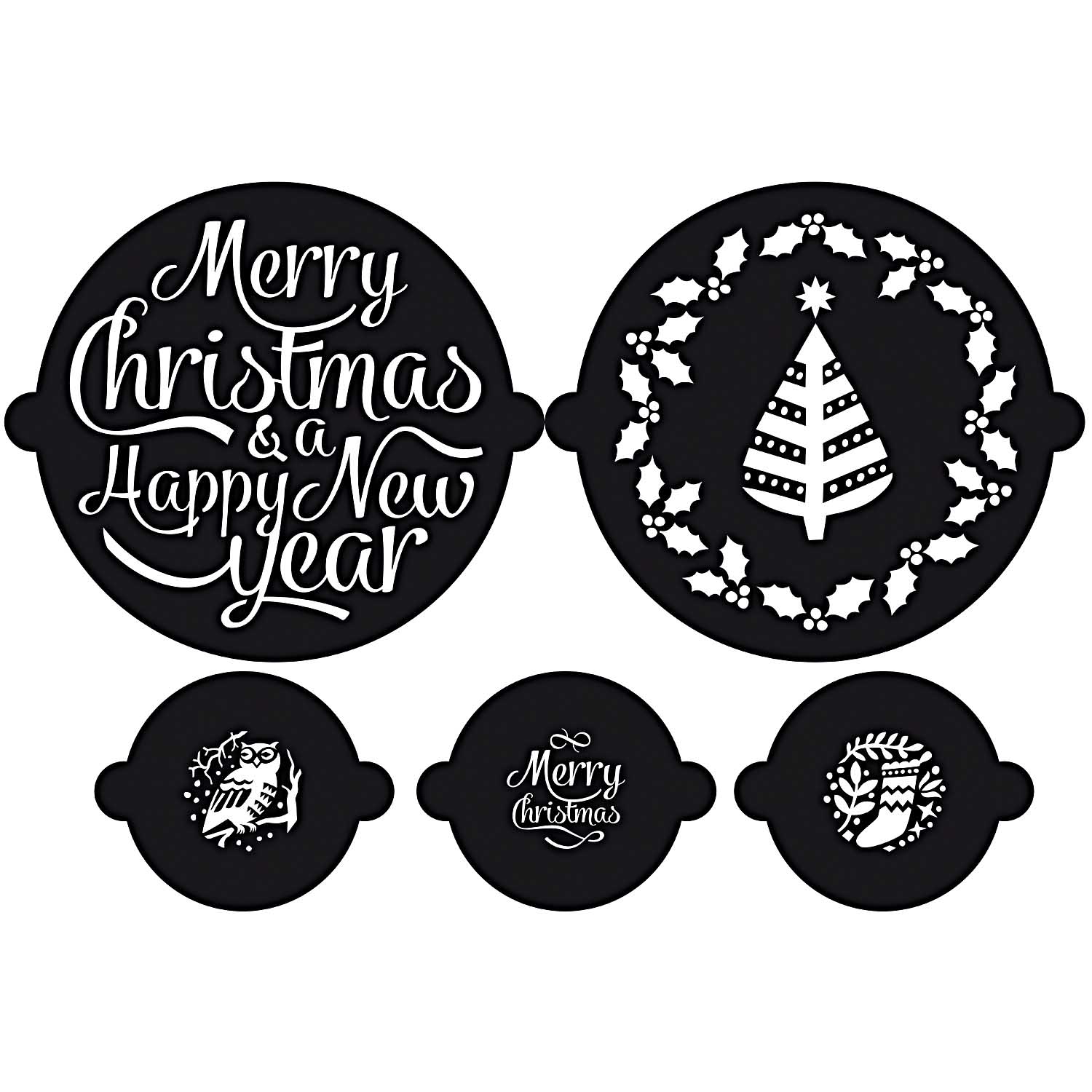 5-teiliges Merry X-Mas & Happy New Year Kuchen und Cupcake Schablonen Set von RICO DESIGN GmbH & Co. KG