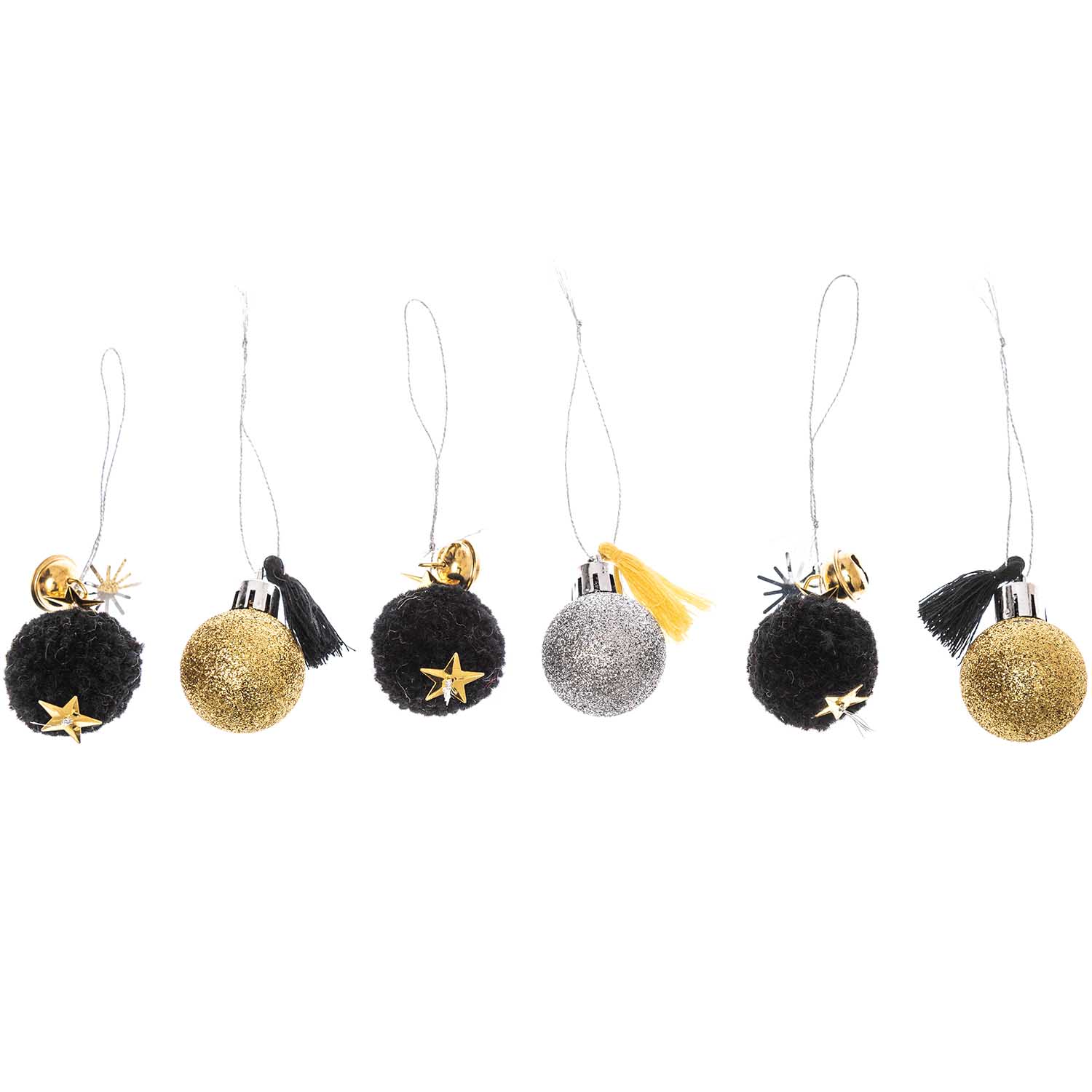 Pompon und Kugel Anhänger Gold/Silber 6er Set für weihnachtliche Dekorationen von RICO DESIGN GmbH & Co. KG