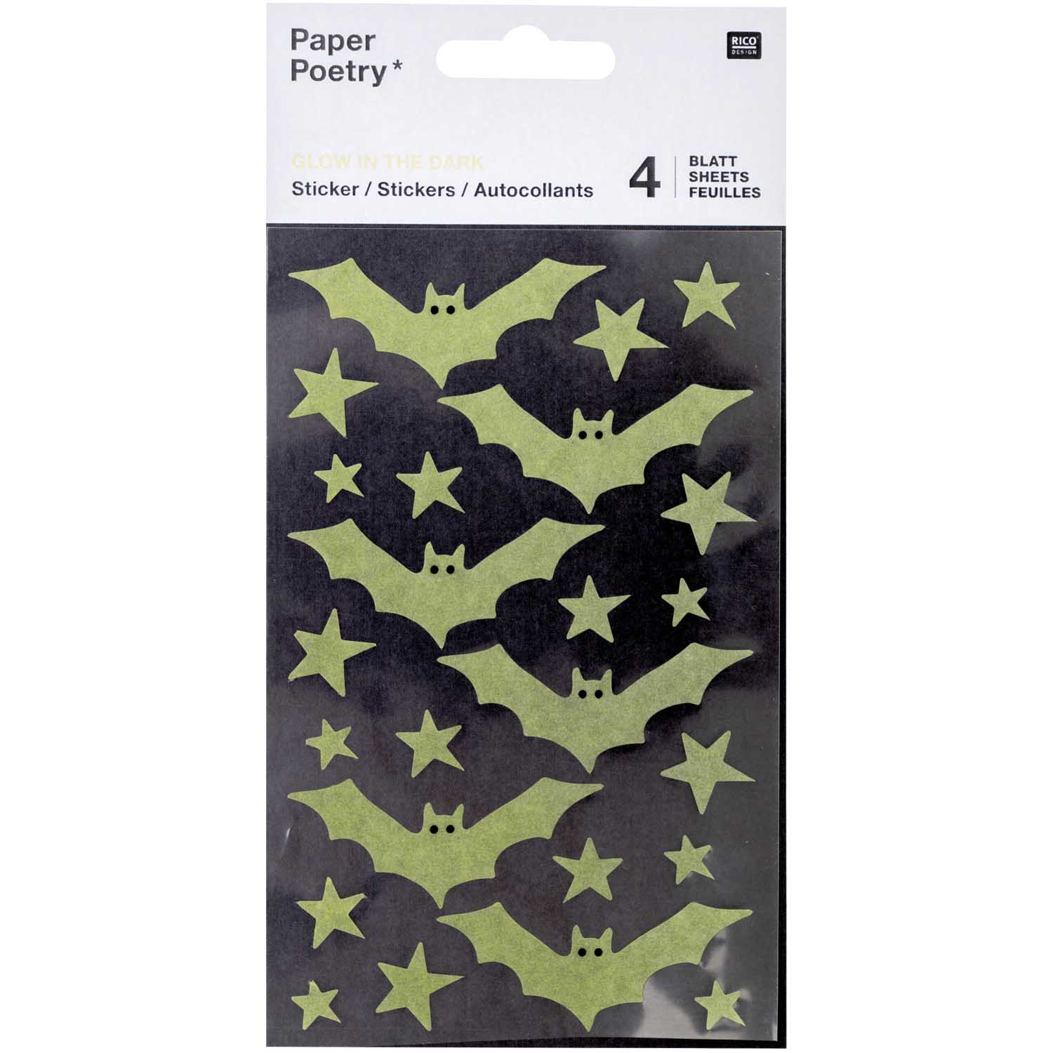 Washi Sticker Fledermaus und Sterne Glow in the Dark 4 Blatt von RICO DESIGN GmbH & Co. KG