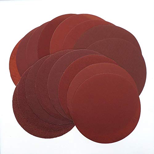 20 Stück 6 Zoll 150 mm runde rote Schleifpapierscheiben-Sandblätter Körnung 40-2000 Klett-Schleifscheibe selbstklebend für Schleifkörnungen, h, 1000 von RICODA