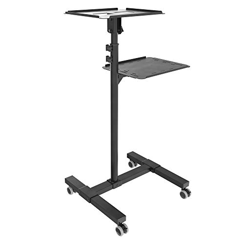 RICOO Beamer Ständer Stativ mit Rollen Höhenverstellbar CZ0800 Ständer für Projektoren Beamerständer Standfuß bis 10 Kg je Ablage Regal Laptoptisch Mobile Notebook Halterung Stand von RICOO