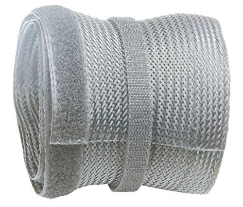 RICOO Kabelkanal Grau 200cm lang x 13,5cm breit Z9135G-2 Kabelschlauch wiederverschließbar mit Klettverschluss Kabelführung Kabel Management von RICOO