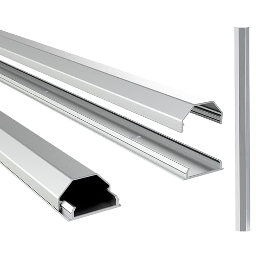 RICOO Kabelkanal aus Aluminium Universal Z0100-S Kabelführungssystem für Fussboden und Wand Wandleiste Kabelklemme Oberputzinstallation Kabelrinnen Leitungskanal, Silber von RICOO