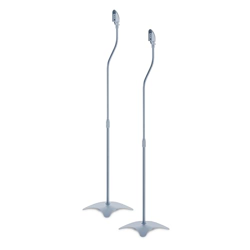 RICOO Lautsprecherständer Lautsprecher Ständer Universal BH08-G Höhenverstellbar Boxenständer Standfuss Stativ Boxen Speaker Stand Kabelführung, 1 Paar - Set 2 Stück Silber von RICOO
