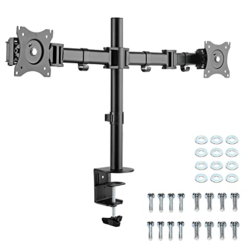 RICOO Monitorarm Monitorhalterung 2 Monitore Arm Monitor Halterung Tisch, TS5811 VESA Tischhalterung für 15-27 Zoll Arme für Computermonitore Bildschirmhalterung Bildschirm Halter Monitorhalter von RICOO