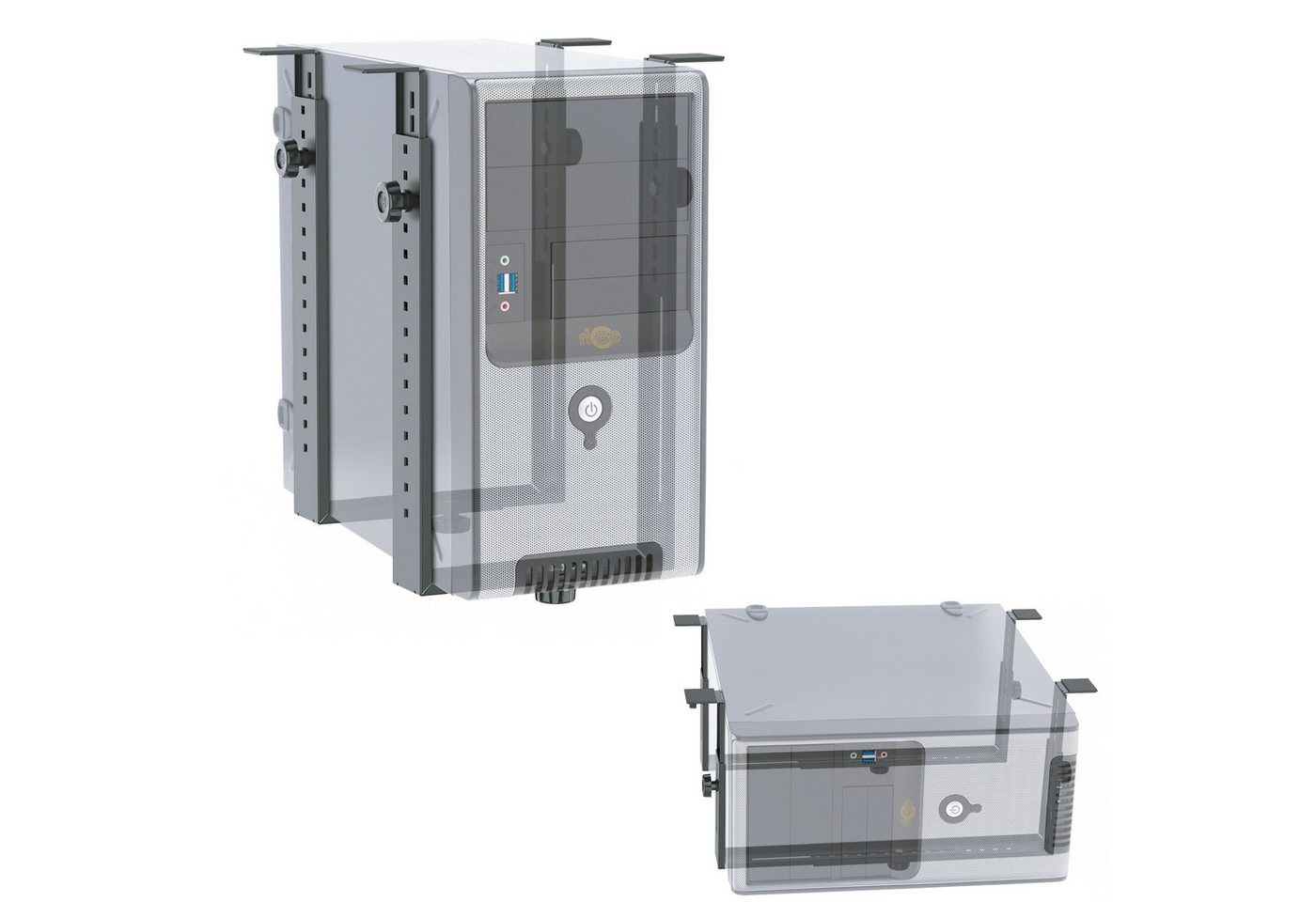 RICOO TRH02-B Halterung, (PC Halter unter Schreibtisch Computer Gurtsystem Rechner verstellbar) von RICOO