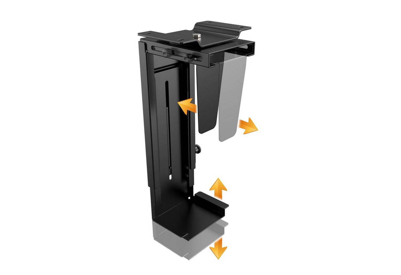 RICOO PC Halterung unter Schreibtisch flexibel Gaming Büro Tisch TRH-06 Halterung, (verstellbar in Größe/Höhe, Tiefe - für Tisch & Wand, max 10 Kg Rechner Halter für unter den Tisch Desktop flexibel schwarz, PC Halter unter Schreibtisch Tischmontage und Wandmontage möglich) von RICOO